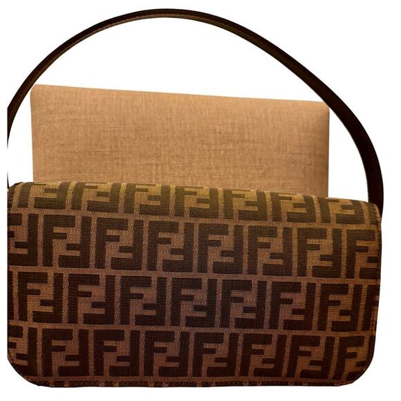 Fendi FF Tobacco Zucca Baguette Shoulder Bag  Canvas Leather SHW Authentic‎ CoA - Picture 2 of 16